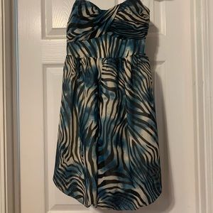 Tiger stripe strapless cocktail dress